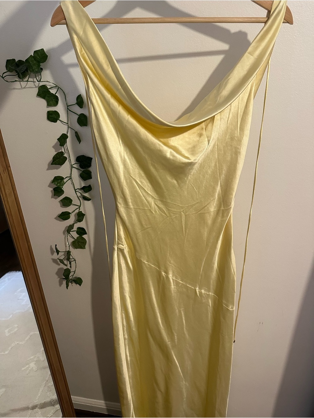 Selfie Leslie Pale Yellow Cowl Neck Maxi Slip Dress